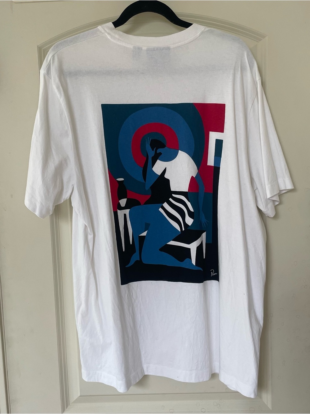 Parra Sculptures Men’s Large Graphic White T-Shirt Abstract Short Sleeve